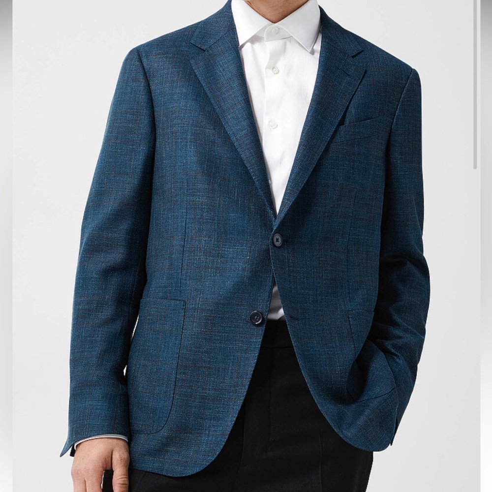Calvin Klein Collection navy woven cotton blazer
